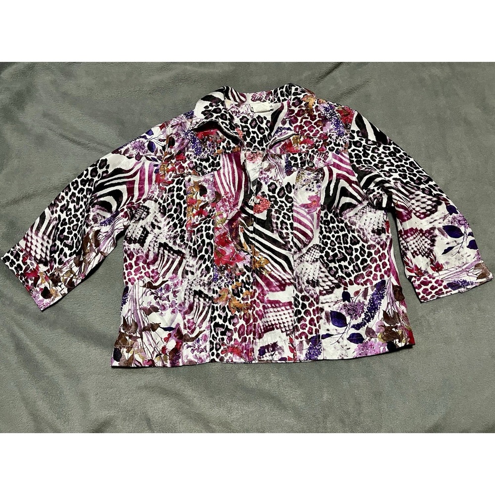 N Touch Purple animal print Blouse/jacket-shacket-3/4 sleeve